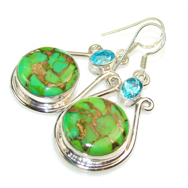 Fresh Green Copper Turquoise Sterling Silver earrings