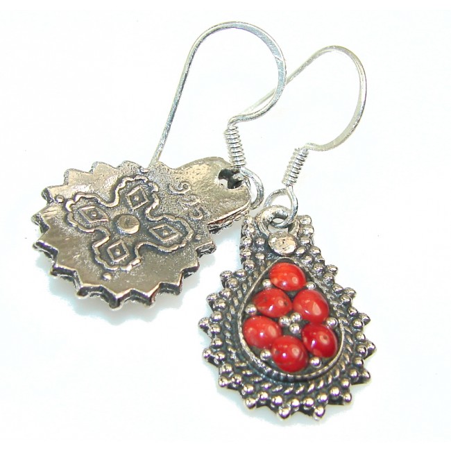 Lovely Petite Red Coral Sterling Silver earrings