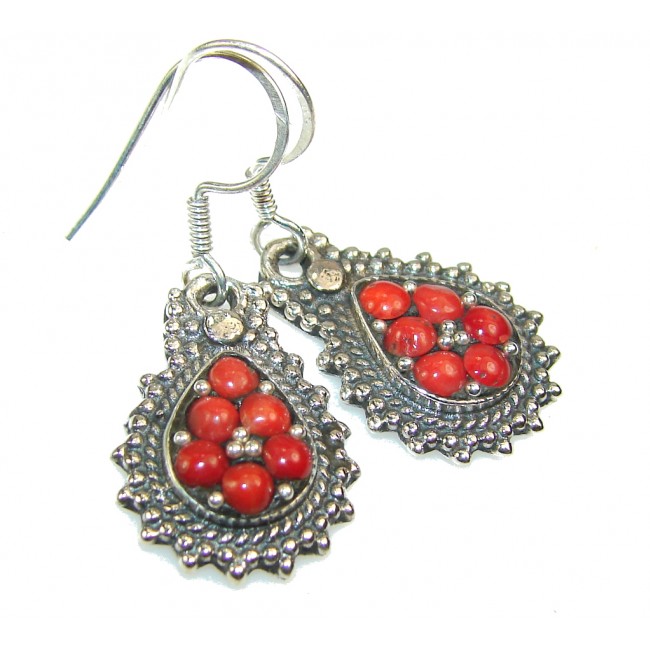 Lovely Petite Red Coral Sterling Silver earrings