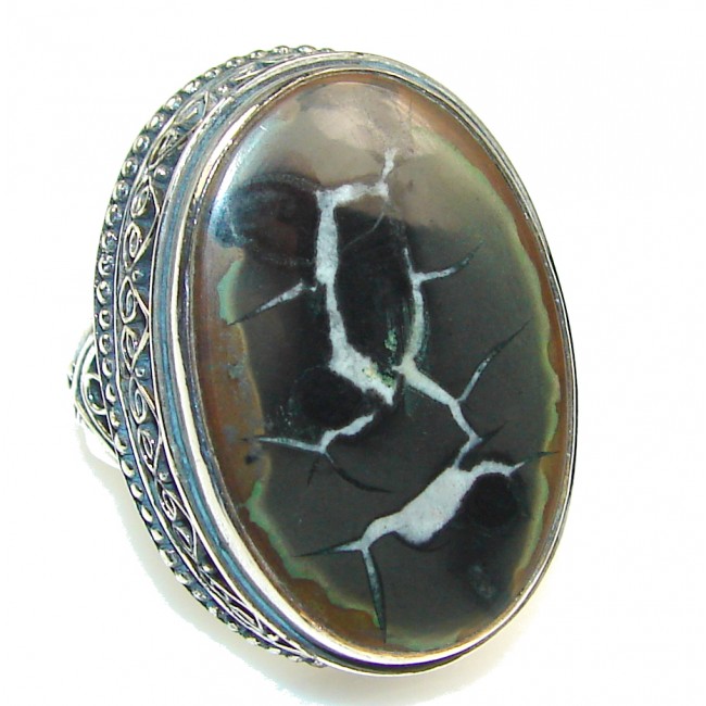 New Design!! Pietriefied Wood Sterling Silver Ring s. 8