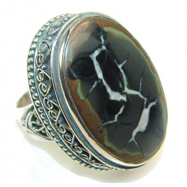 New Design!! Pietriefied Wood Sterling Silver Ring s. 8