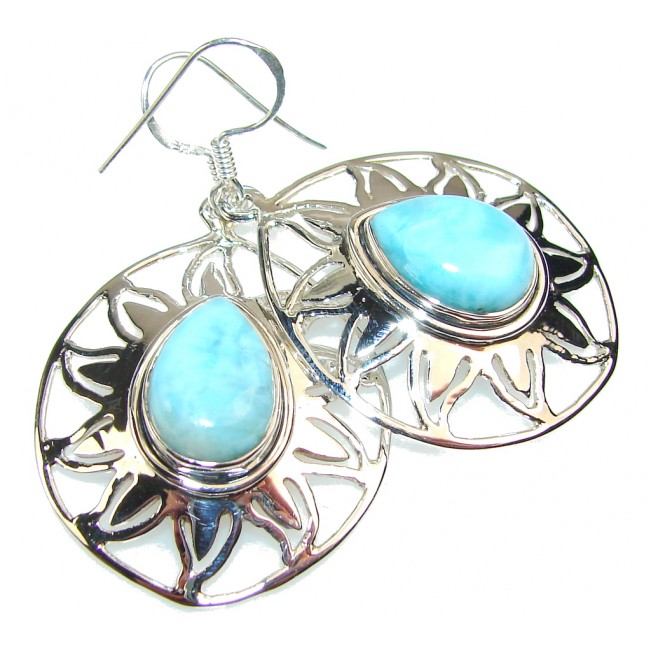 Sweet Light Blue Larimar Sterling Silver earrings