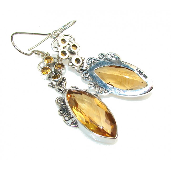 Awesome Design!! Golden Topaz Sterling Silver earrings