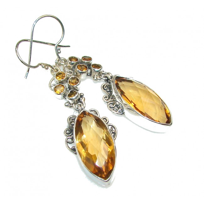 Awesome Design!! Golden Topaz Sterling Silver earrings