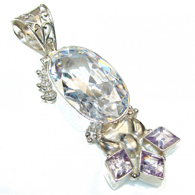 Distant Hill!! White Topaz Sterling Silver Pendant