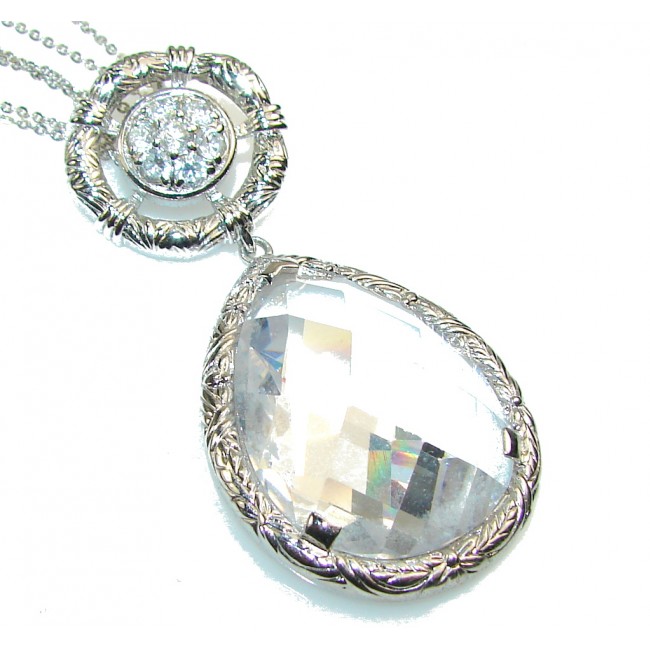 Queen Of Diamonds!! White Crystal Sterling Silver necklace