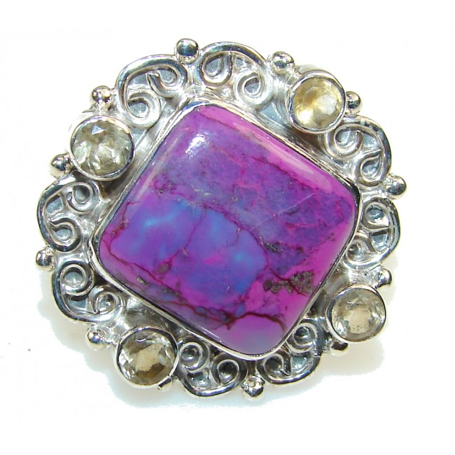 Precious Purple Turquoise Sterling Silver Ring s. 8 1/4