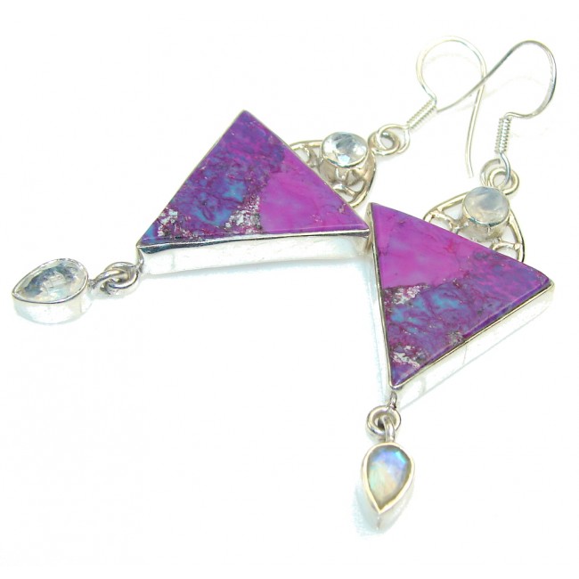 Excellent Purple Turquoise Sterling Silver earrings