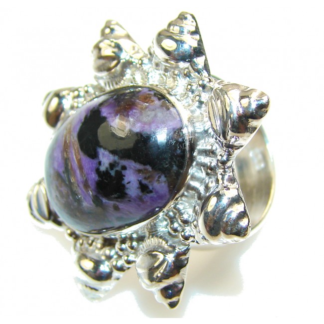 Precious Design!! Purple Charoite Sterling Silver Ring s. 8
