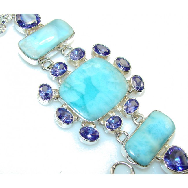 Fabulous Design!! Blue Larimar Sterling Silver Bracelet