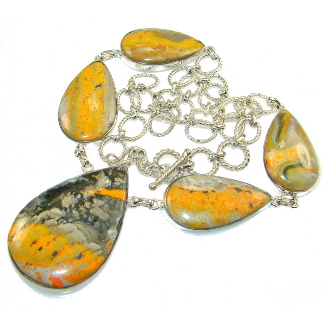 Aura Of Beauty!! Bumble Bee Jasper Sterling Silver Necklace