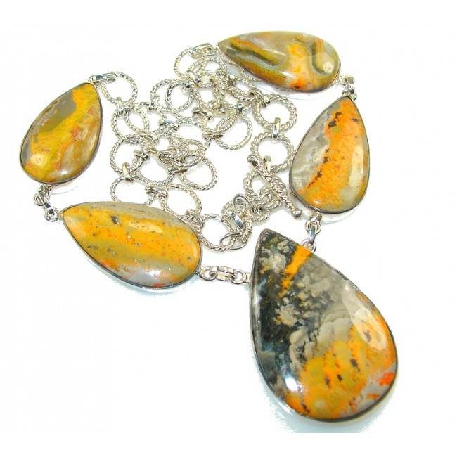 Aura Of Beauty!! Bumble Bee Jasper Sterling Silver Necklace