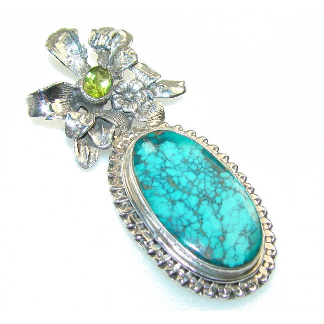 Fabulous Blue Turquoise Sterling Silver Pendant