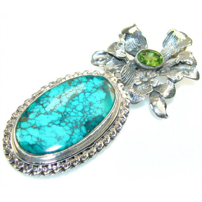 Fabulous Blue Turquoise Sterling Silver Pendant