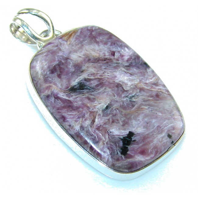 Tropical Light Purple Charoite Sterling Silver Pendant