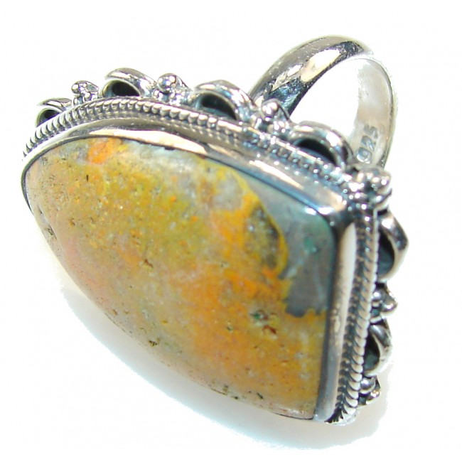 Classy Yellow Bumble Bee Jasper Sterling Silver ring s. 8