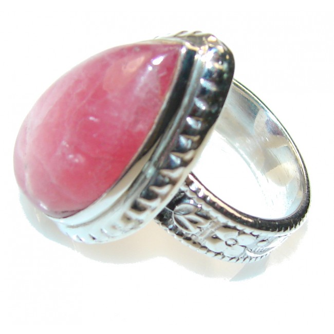Amazing Pink Rhodochrosite Sterling Silver ring s. 9