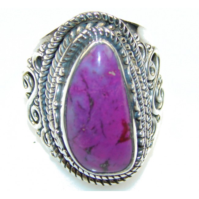 Stylish Purple Turquoise Sterling Silver Ring s. 7 1/4
