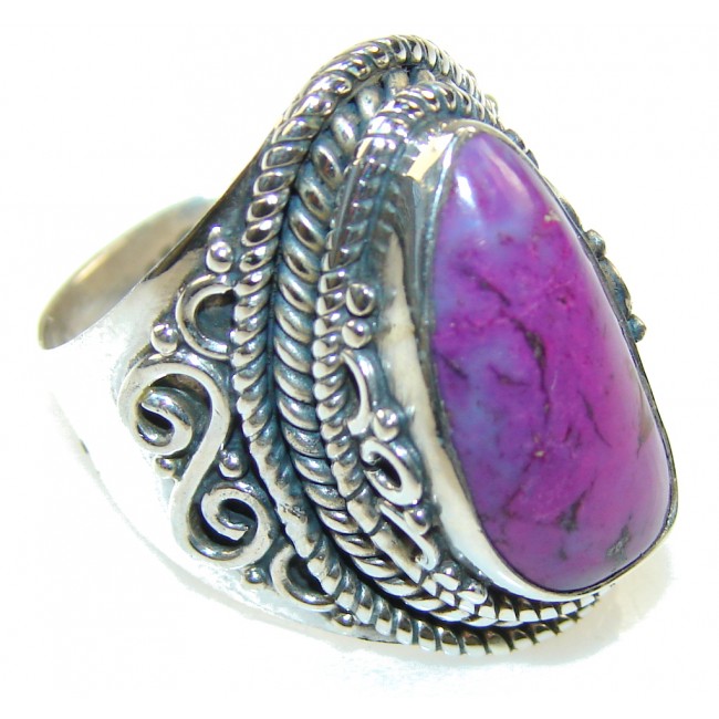 Stylish Purple Turquoise Sterling Silver Ring s. 7 1/4