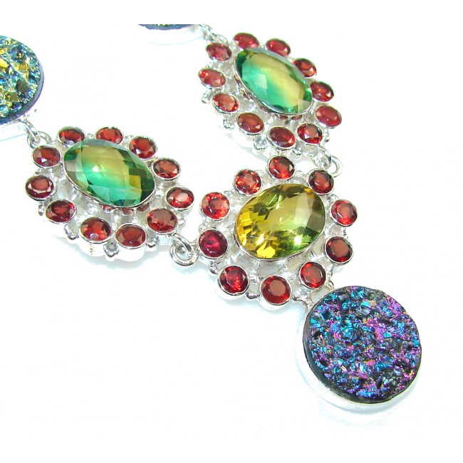 World Of Beauty!! Titanium Druzy Sterling Silver necklace