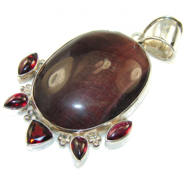 Fabulous Red Tigers Eye Sterling Silver Pendant