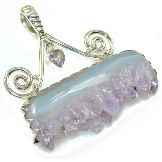 New Trendy!! Amethyst Cluster Sterling Silver Pendant