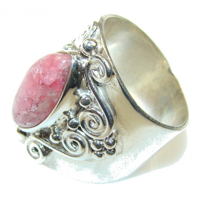 Stylish Pink Rhodochrosite Sterling Silver ring s. 9