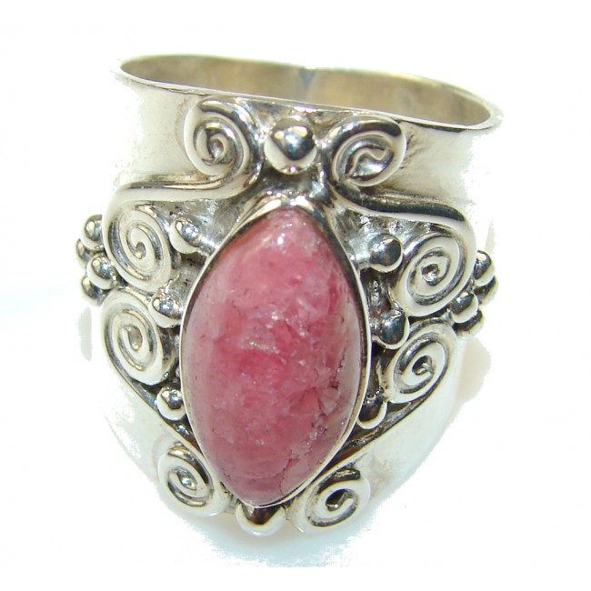 Stylish Pink Rhodochrosite Sterling Silver ring s. 9