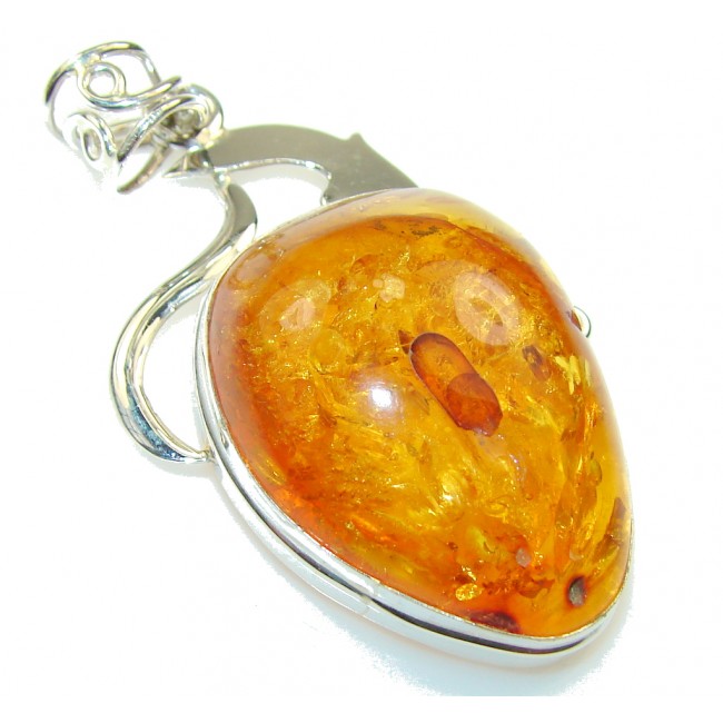 Awesome Polish Amber Sterling Silver Pendant