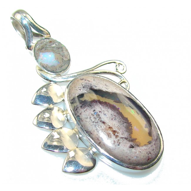 New Design!! Mexican Fire Opal Sterling Silver Pendant