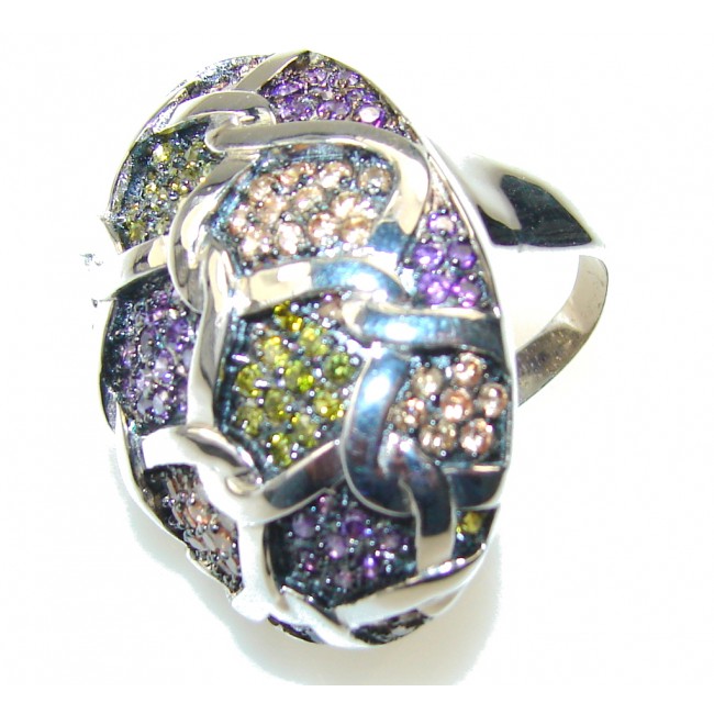 Aura Of Beauty! Multigem Sterling Silver Ring s. 6 1/2
