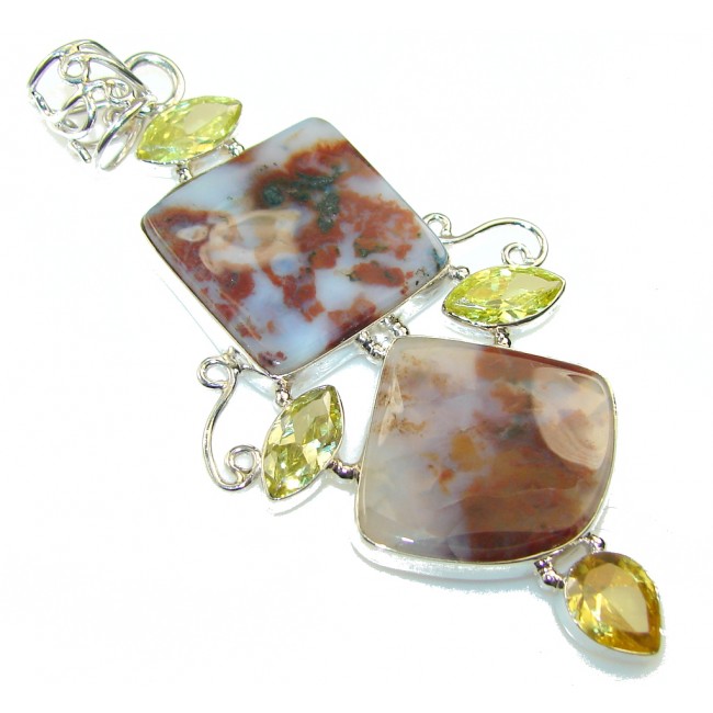 Fabulous Brown Moss Agate Sterling Silver pendant