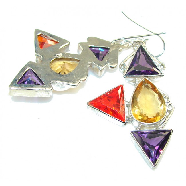 Aura Of Beauty!! Multicolor Quartz Sterling Silver earrings