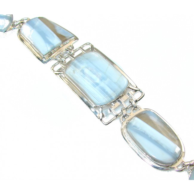 Precious Blue Lace Agate Sterling Silver Bracelet