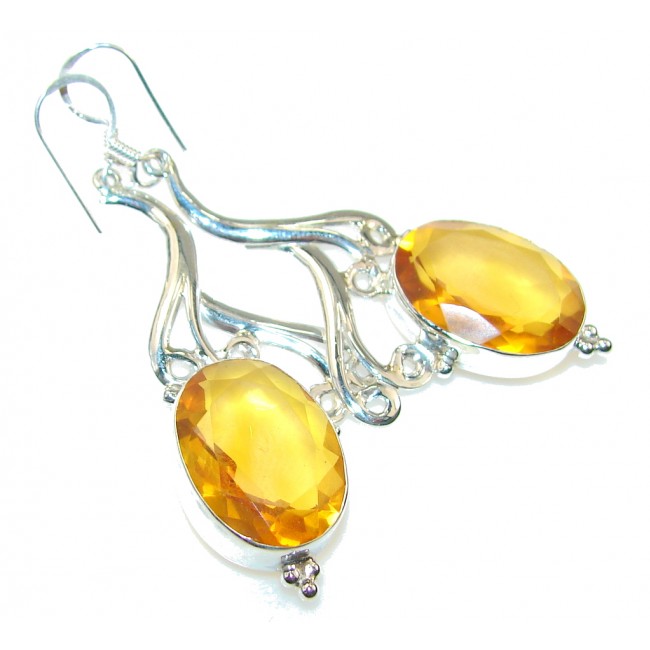 Amazing Golden Topaz Quartz Sterling Silver earrings