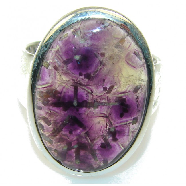 Stylish Purple Amethyst Sterling Silver ring; size 7 1/4