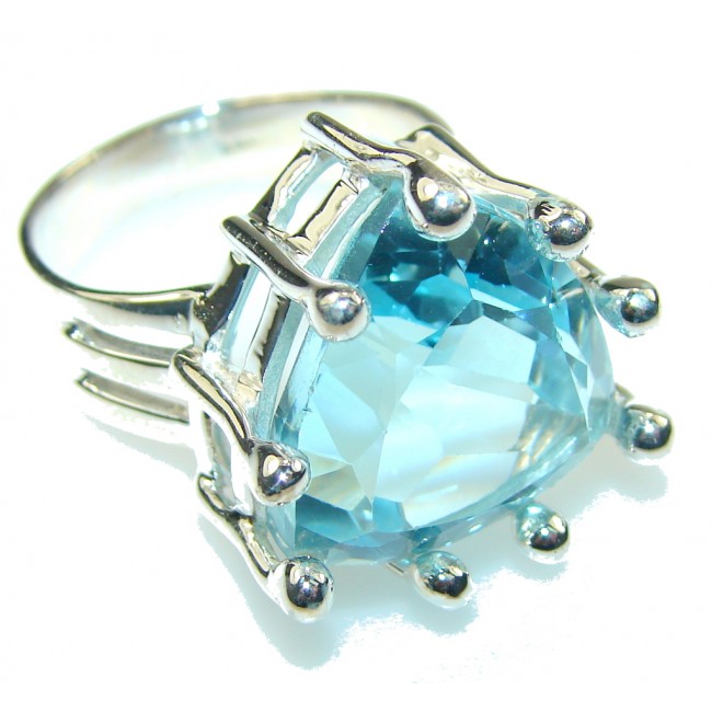 Natural Swiss Blue Topaz Sterling Silver ring s. 9