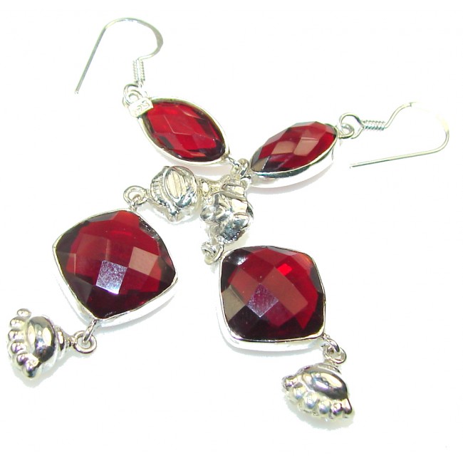 Amazing Love!! Created Red Garnet Sterling Silver earrings