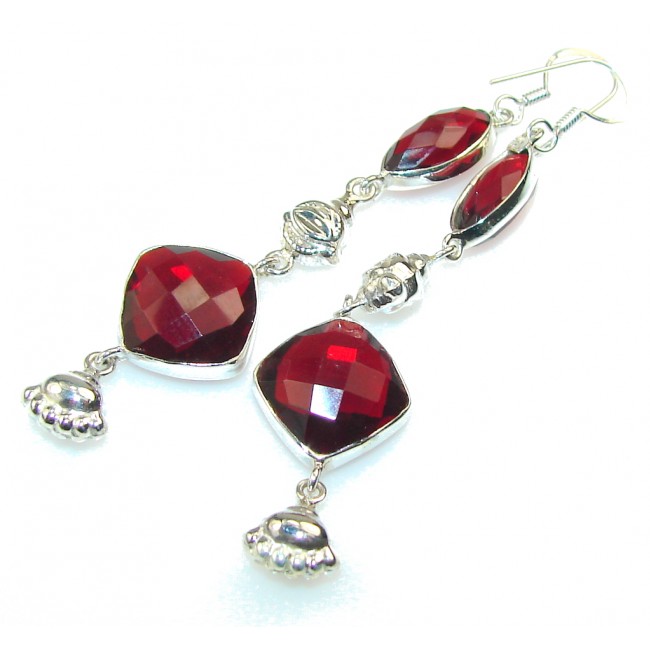 Amazing Love!! Created Red Garnet Sterling Silver earrings
