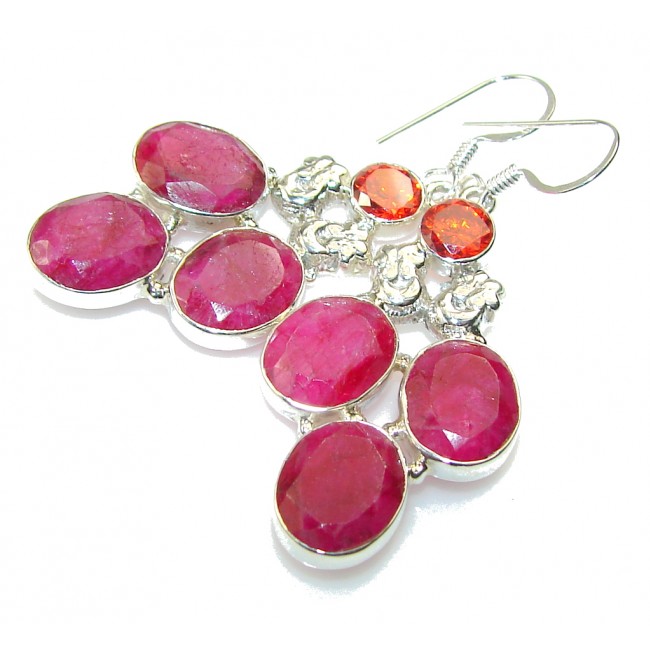 Excellent Pink Ruby Sterling Silver earrings