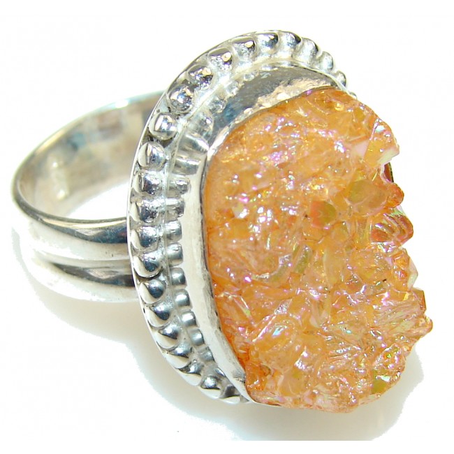 Design Orange Druzy Sterling Silver ring s. 7