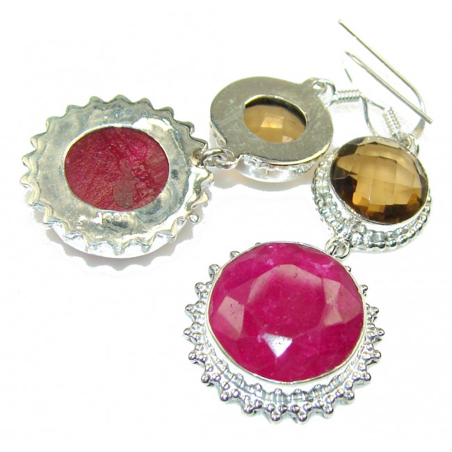 Double The Fun!! Pink Ruby Sterling Silver earrings