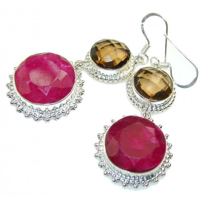 Double The Fun!! Pink Ruby Sterling Silver earrings