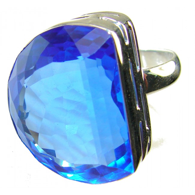 Amazing Color!! Created London Blue Topaz Sterling Silver ring s. 12