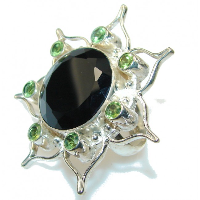 Beautiful Black Onyx Sterling Silver Ring s. 9