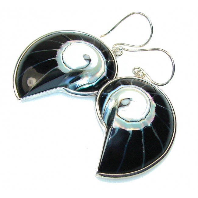 Excellent Black Ocean Shell Sterling Silver earrings