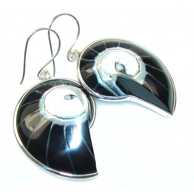 Excellent Black Ocean Shell Sterling Silver earrings