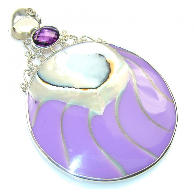 Secret Purple Ocean Shell Sterling Silver Pendant