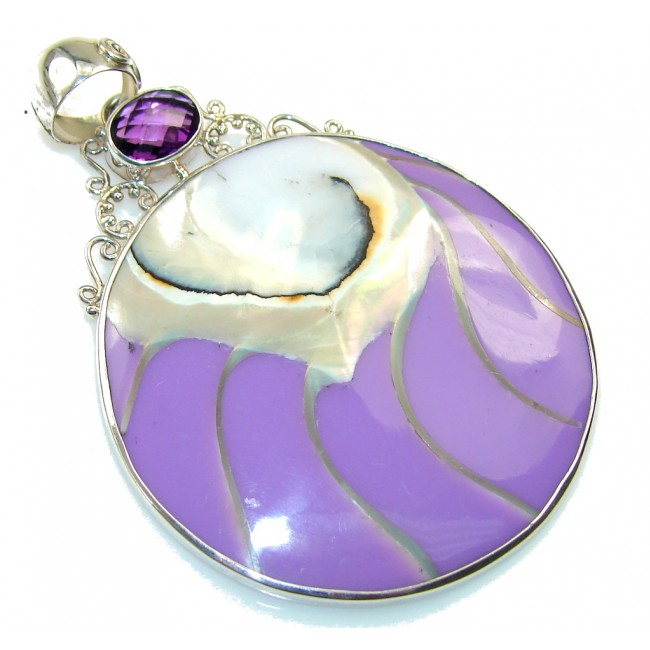 Secret Purple Ocean Shell Sterling Silver Pendant