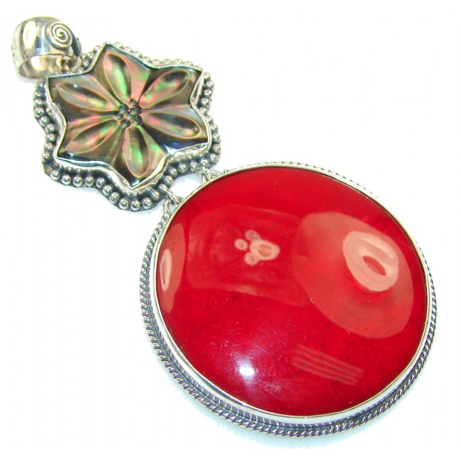 Big! Loyal Promise!! Fossilized Coral Sterling Silver pendant